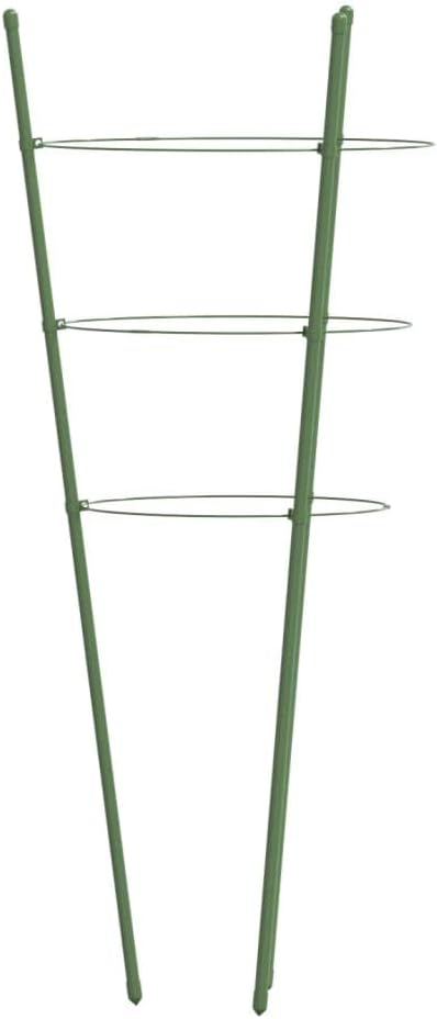 Green Plant Supports with 3 Rings 5 Pack 17.7 Inch Steel Tomato Cages for Climbing Fruits Flowers Vegetables
