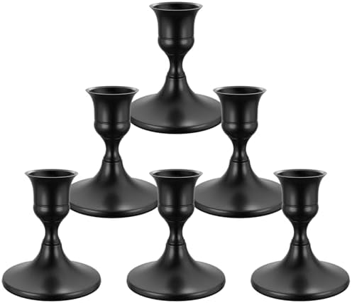 zeochyni Elegant Black Taper Candle Holders for Home Decor, Set of 6 by zeochyni
