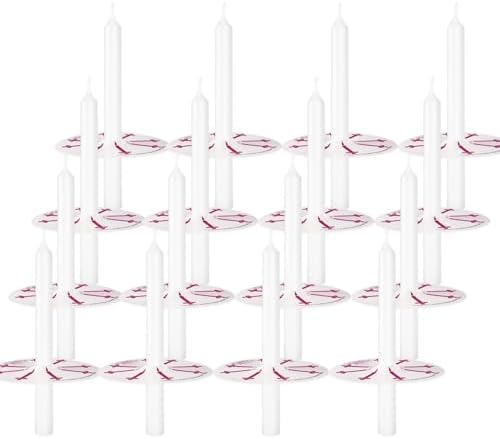 100 Pieces Church Candles- White Taper Candle Unscented with Drip Protectors-for Church Congregational Christmas Vigil-5 Inch Tall x 1/2 Inch Diameter - Image 3