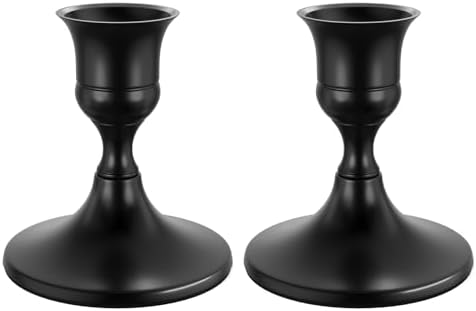 zeochyni Elegant Black Taper Candle Holders for Home Decor, Set of 2 by zeochyni