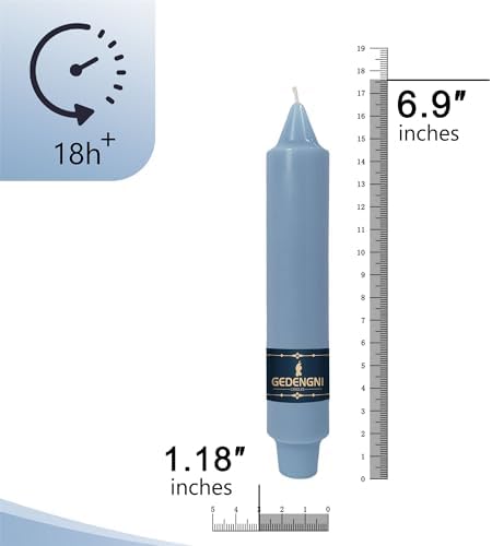 Blue Taper Candle Dripless Candlesticks - Gedengni 4pcs Unscented Candles Long Candle Sticks 7inches Grey Tapered Candles for Home Party Wedding Restaurant Holiday Decor,18D-GREBLU - Image 6