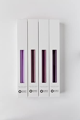 Kunstindustrien® Taper Candles – Set of 4, 13.8" – Made in Denmark, Long Burning Candles 15h, Unscented & Smokeless Candlesticks – Elegant Tall Candles for Weddings, Dinners & Home Decor (Violet) - Image 4