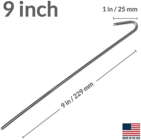 10 Pack Tent Stakes Metal Garden Edging Fence Hooks Pegs Christmas Decoration Stakes Made USA 9 inches Long - Image 2