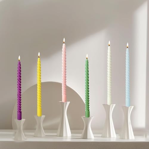 MAITREYA Pink Taper Candles Stick Spiral Twisted Candles-Set of 12 for Decoration Weddings Party Church-Unscented Dripless Candles,10inch(F-babypink) - Image 5
