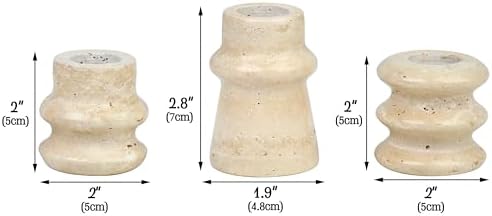 Vixdonos Natural Stone Candle Holder Set of 3 Taper Candle Candlestick Mantle Candle Stand for Home Decor,Wedding,Party and Table Centerpieces(White) - Image 2