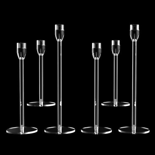 2 Sets Candlestick Holders 3 Piece Set Taper Candle Holder with Different Heights Ideal for Table Decor Party Home Decoration Fits 0.87" LED Stick Candles by CRAFTIFANO
