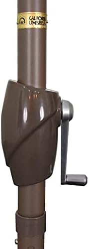 California Umbrella 9' Round Aluminum Market Umbrella, Crank Lift, Push Button Tilt, Bronze Pole