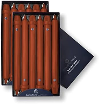 Colonial Candle Unscented Taper Candle, Classic Collection, Amber, 10 in, Pack of 12 - Up to 8 Hours Burn by ColonialCandle