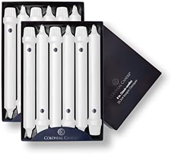 Colonial Candle Unscented Taper Candle, Classic Collection, White, 8 In, Pack of 12 - Up to 6 Hours Burn by ColonialCandle