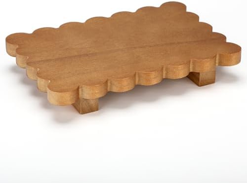 Yookeer Scalloped Wood Riser, Walnut Color, 8.7'' X 6'' X 1.4'', Square by Yookeer