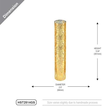WGVI Hurricane Candle Holder Sleeve, W: 2.5", Ht: 14", Gold Speckled Glass Cylinder Open Both Ends, Chimney Tube Shade, 1 Piece - Image 2