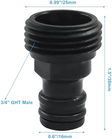 12 Pack Black Plastic Garden Hose Quick Connect Fittings - 3/4-Inch Male Adapter, Perfect for Watering Systems, Sprinklers and Drip Irrigation - Image 3