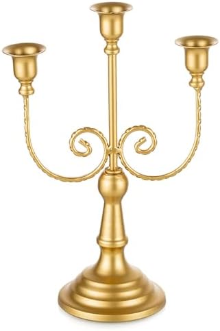 Romadedi Gold 3 Arm 11.8" Candelabra Candle Holders by ROMADEDI