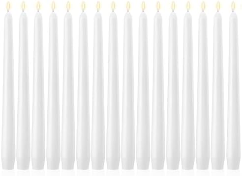 MTLEE 16 Pcs 10 Inch Taper Candle Sticks Smokeless Unscented, White by MTLEE