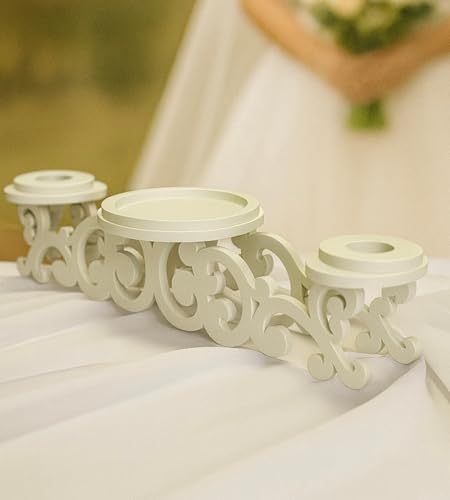 Wooden Unity Candle Holder – Solid One-Piece Triple Candle Stand – Handcrafted from Natural Wood – Painted in Safe Premium White Finish – Fits 2 Taper (0.80”) & 1 Pillar Candle (3”) - Image 3