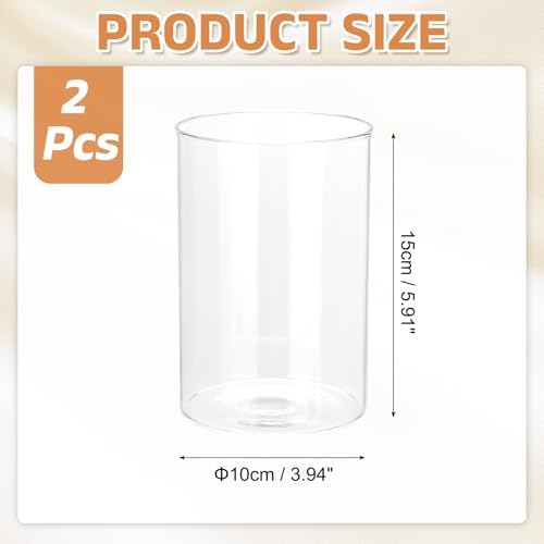 uxcell Hurricane Candle Holder (H:5.9" OD:4"), Pillar Floating Candles Holder Clear Glass Cylinder Flower Vases for Table Centerpiece Wedding Party Home Decoration 2Pcs - Image 2