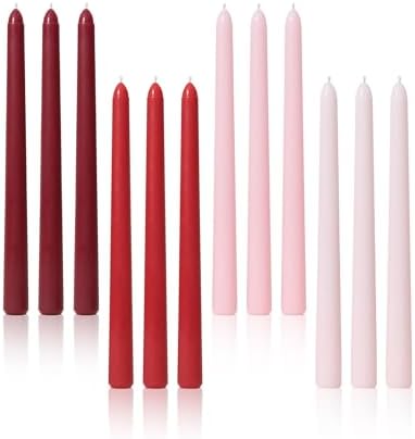 Viyffo Taper Candles 10 Inch Red 12 Pack Unscented, Smokeless by Viyffo