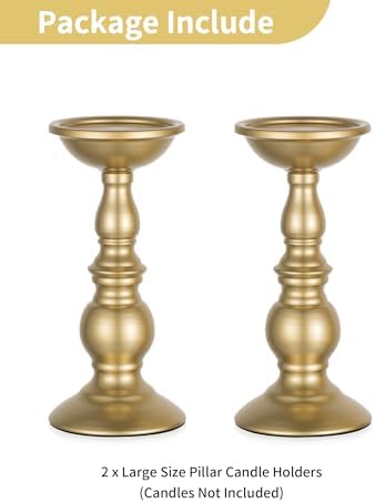 NUPTIO Gold Pillar Candle Holder: Brass Tall Stand for 3" Candles - Image 6