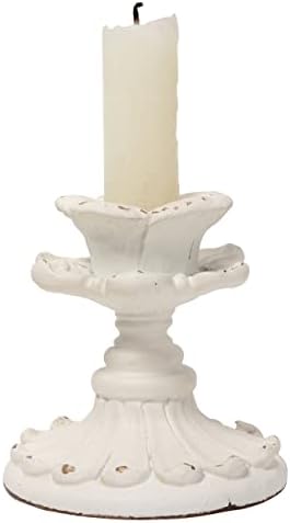 SOFE Vintage White Candle Stick Holder, Resin Taper Candle Holder Small - Image 3
