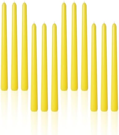 Viyffo Taper Candles, 10 Inch, 12 Pack, Lemon Yellow – Unscented by Viyffo