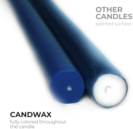 CANDWAX 10 inch Tapered Candles - Set of 12 Dripless Unscented Candlesticks - Perfect for Dinner and Decor Use - Dark Blue - Image 2