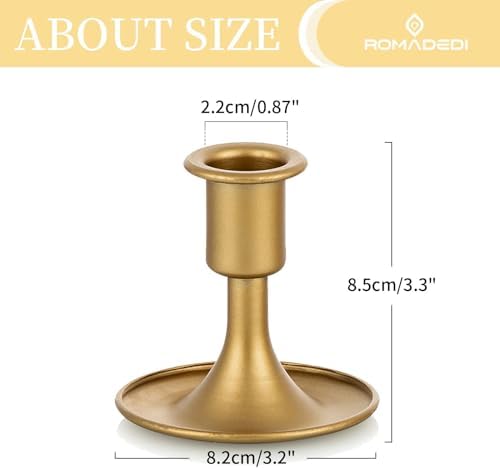 Candlestick Holders Taper Candle Holders, Romadedi Gold Candle Stick Candle Holder for Table Centerpiece, Wedding Reception, Festive Christmas Mantel Decoration or Home Decor, Set of 6 - Image 5