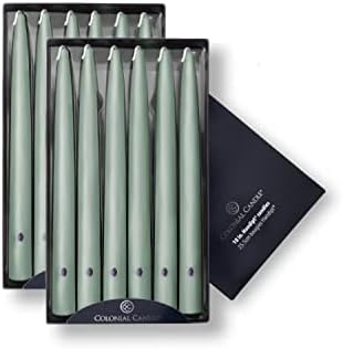 Colonial Candle Unscented Taper Candle, Handipt Collection, Colonial Classic Green, 10 in, Pack of 12 - Up to 8 Hours Burn by ColonialCandle