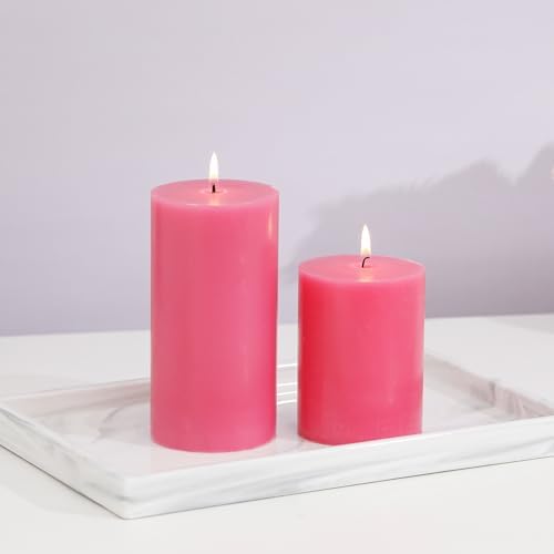 3x6 Inch Light Pink Pillar Candles Set of 3 - Unscented Pillar Candle - Image 4