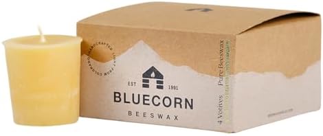 Bluecorn Beeswax Votive Candles, Raw Yellow, 4 Pack by BluecornBeeswax