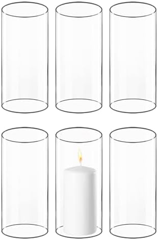CYS EXCEL 6 PCS (H:6" D:3") Open Ended Glass Hurricane Candleholder Tube Shade | Multiple Size Choices Open Flame Candle Chimney Tube Cover | Bottomless Cylinder by CYSEXCEL%C2%AE