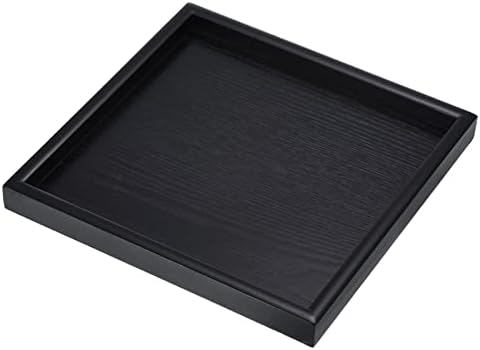 PATIKIL Wood Serving Tray 9.4 Inch, Square Decorative Platter for Home Decor Kitchen Table Candle Holder, Black by PATIKIL