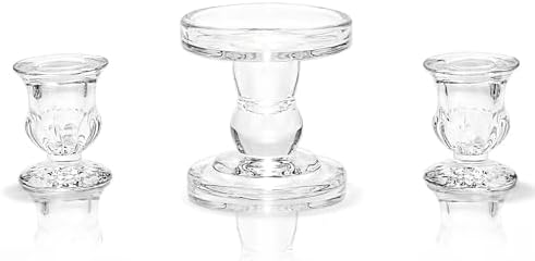 Unity Candle Holder - Glass Candle Holders for Pillar Candles Taper Candles, Glass Candlestick Holders Set of 3, Decorative Clear Glass Candlestick Holder for Wedding Table Dinning Church Centerpiece by Ohmique