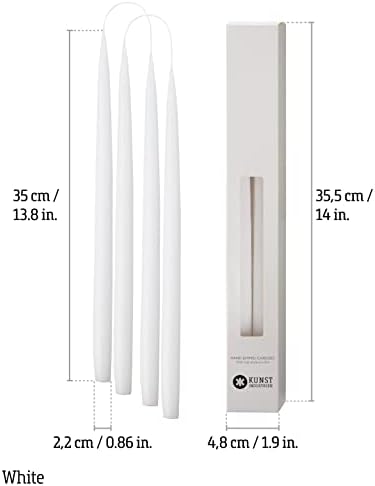 Kunstindustrien® White Taper Candles – Set of 4, 13.8" – Made in Denmark, Long Burning Candles 15h, Unscented & Smokeless Candlesticks – Elegant Tall Candles for Weddings, Dinners & Home Decor (White) - Image 3