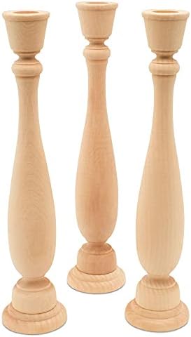 Wooden Candlesticks 11 inch Tall with 7/8 inch Hole, Set of 2 Classic Unfinished Candle Holders to Craft, Paint or Decorate, by Woodpeckers - Image 4