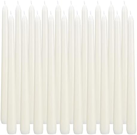 flamecan Ivory Taper Candles, Set of 20 Unscented and Smokeless 10 Inch Taper Candles Long Burning, Paraffin Wax with Cotton Wicks for Burning Approxinately 7-8 Hours Time by flamecan