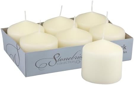 Stonebriar Unscented Pillar Candles – 18 Hour Burn Time, Long-Lasting Wax Candles for Weddings, Holidays, Home Décor & Special Events, Pack of 6, Ivory, 3" x 3" - Image 3