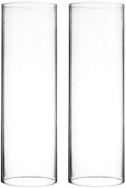 CYS EXCEL 2 PCS (H:10" D:3") Open Ended Glass Hurricane Candleholder Tube Shade | Open Flame Candle Chimney Tube Cover | Bottomless Cylinder by CYSEXCEL%C2%AE