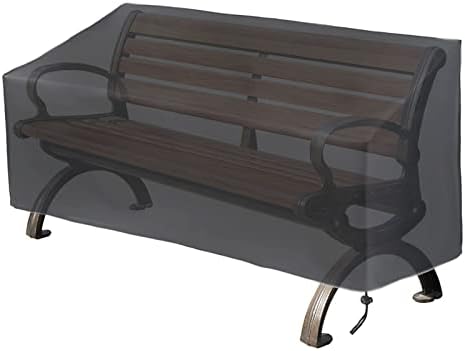 Hoypeyfiy Patio Bench Cover 52.8 x 26 x 35/24.8 Inch, Waterproof Outdoor Garden Bench Cover, Windproof Oxford Fabric Furniture Bench Cover with Drawstring and Storage Bag, Black