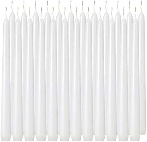 Tuyai 36 Pack Tall White Taper Candles, 10 inch (H) Dripless, Unscented Dinner Candle, Smokeless Taper Candles, Paraffin Wax with Cotton Wicks, 8 Hours Burn Time by Unknown
