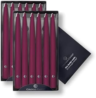 Colonial Candle Unscented Taper Candle, Handipt Collection, Mulberry, 10 in, Pack of 12 - Up to 8 Hours Burn by ColonialCandle