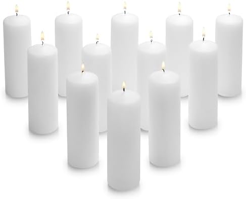 Parnoo Pillar Candles – 2x6 Unscented Candle Set of 12– Dripless, Smokeless, and Clean Burning Household Dinner Candles – Perfect for Weddings, Parties, Dinners – Set of 12 (White) by PARNOO