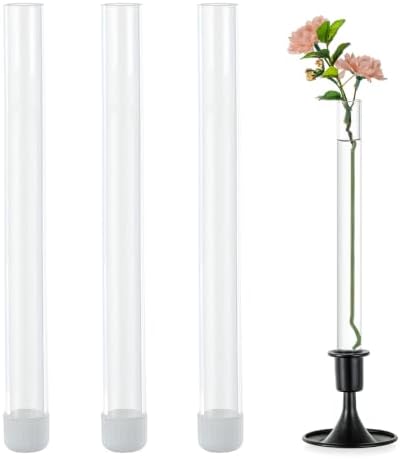 Glasseam 3Pcs Glass Bud vase for Candle Holder, 7.87" Single Flower Vases by Glasseam