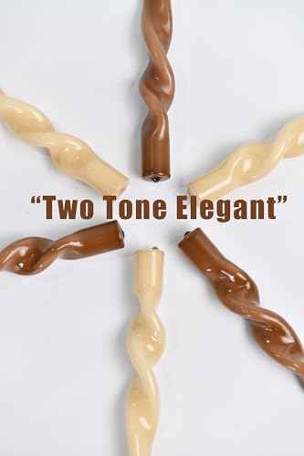 Twisted Taper Candles, 6 Pack 9.5 Inch Brown Beige Two Tone Spiral Design Decorative Set for Thanksgiving, Wedding Table Decor and Home Styling - Image 3