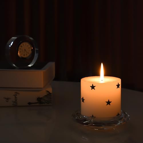 Crystal Candle Holders Pillar Candlestick Decorations for Home Party Dinner Christmas Suitable for Large Cylindrical Candles Hand-Cut 4.3'' X 1'' Clear - Image 5