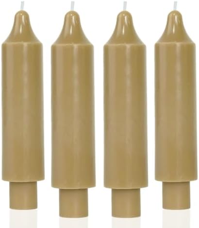 Mocha Beige Short Taper Candle Dripless Candlestick for Fall Harvest Halloween Thanksgiving Dinners Parties and Home Décor-6.5inch,4 Pack by MAITREYA