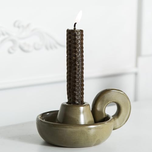 Candle Holder Ceramic Candlestick Holder, Candlelight Stand for Spell Candles, Taper Candles, and Incense, Halloween Christmas Dining Room Home Decoration Display by Kendiis