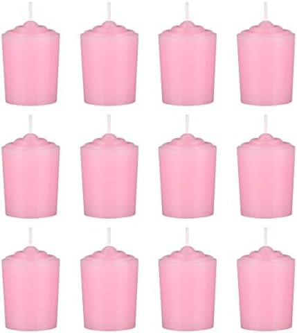 Mega Candles 12 pcs Unscented Pink Votive Candles, Hand Poured Wax Candle 15 Hours 1.5 Inch x 2.25 Inch, Home Décor, Wedding Receptions, Centerpieces, Occasions, Events, Festivities, Meditations by MEGA+CANDLES