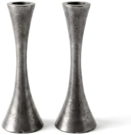 Yair Emanuel Shabbat Candle Holders Tapered Design, Brass or Silver Finish, Shabbos Candlestick Holders Judaica Wedding Gift (Matte Silver, 4.7 CNE-2) - Image 2