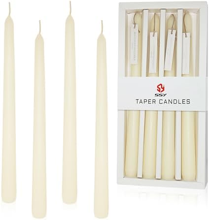 Ivory Taper Candles 4 Pack Vanilla Cream Scented Candles 10 inch Long Candlesticks for Wedding Festiva Dinner Holiday Decor by XINAOBAOLUO