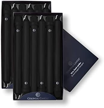 Colonial Candle Unscented Taper Candle, Classic Collection, Black, 10 in, Pack of 12 - Up to 8 Hours Burn by ColonialCandle